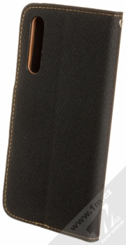 Forcell Canvas Book flipové pouzdro pro Huawei P20 Pro černá hnědá (black camel) zezadu