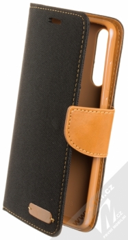 Forcell Canvas Book flipové pouzdro pro Huawei P20 Pro černá hnědá (black camel)