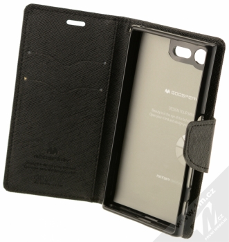 Goospery Fancy Diary flipové pouzdro pro Sony Xperia X Compact černá (black) otevřené