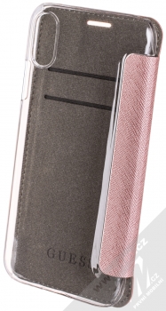Guess Kaia flipové pouzdro pro Apple iPhone XR (GUFLBKI61KAILRG) růžově zlatá (rose gold) zezadu