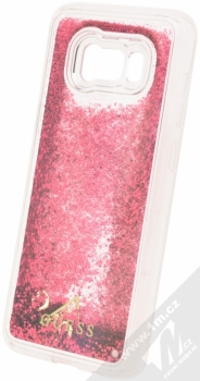 Guess Liquid Glitter Hard Case ochranný kryt s přesýpacím efektem třpytek pro Samsung Galaxy S8 Plus (GUHCS8LGLUFLGO) červená průhledná (red transparent) animace 3