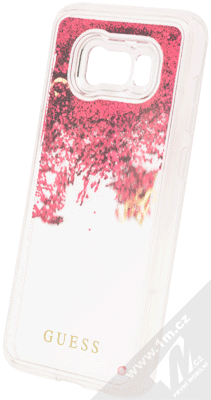 Guess Liquid Glitter Hard Case ochranný kryt s přesýpacím efektem třpytek pro Samsung Galaxy S8 Plus (GUHCS8LGLUFLGO) červená průhledná (red transparent)