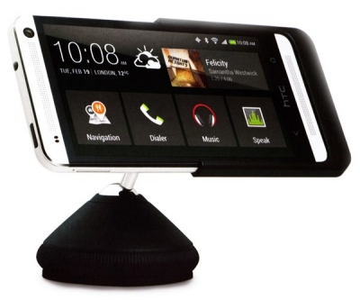 HTC CAR D170 originální držák do auta pro HTC One Mini a speciální USB kabel s microUSB konektorem černá (black) s telefonem zepředu