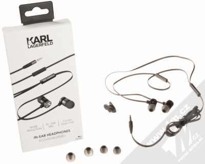Karl Lagerfeld In-Ear Headphones módní stereo headset s tlačítkem a konektorem Jack 3,5mm černá (black) balení