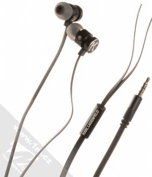 Karl Lagerfeld In-Ear Headphones módní stereo headset s tlačítkem a konektorem Jack 3,5mm černá (black)