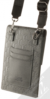 Karl Lagerfeld Monogram Ikonik Patch Wallet Universal univerzální pouzdro kabelka s kapsičkami (KLWBSAMIPG) šedá (grey) zezadu
