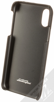 Lamborghini Huracan D1 Leather ochranný kryt z pravé kůže pro Apple iPhone X, iPhone XS (LB-HCIPX-HU/D1-BK) černá (all black) zepředu