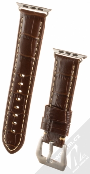 Maikes Crocodile Leather Strap kožený pásek na zápěstí pro Apple Watch 42mm hnědá (brown)