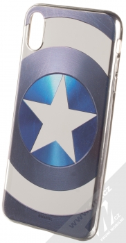 Marvel Kapitán Amerika 005 TPU pokovený ochranný silikonový kryt s motivem pro Apple iPhone XS Max modrá stříbrná (blue silver)