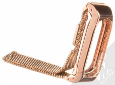 MiJobs Milanese Wristband magnetický pásek z leštěného kovu na zápěstí pro Xiaomi Mi Band 2 růžově zlatá (rose gold)