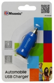 Msonic nabíječka do auta s USB výstupem 1A pro mobilní telefon, mobil, smartphone modrá (blue) krabička