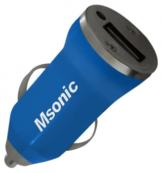 Msonic nabíječka do auta s USB výstupem 1A pro mobilní telefon, mobil, smartphone modrá (blue)