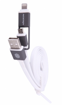 Nillkin Plus Cable plochý USB kabel 2v1 s Apple Lightning konektorem a microUSB konektorem detail