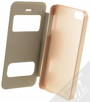 Nillkin Sparkle flipové pouzdro pro Apple iPhone 5, iPhone 5S, iPhone SE béžová (champagne gold) otevřené