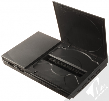 OneStation 8 Bit TV Game herní konzole se slotem na cartridge, 2 ovladači a pistolí k TV (předinstalováno 16 her) černá (black) samotná konzole otevřená slot na cartridge