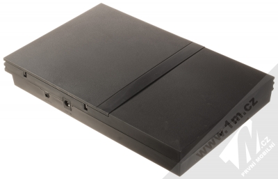 OneStation 8 Bit TV Game herní konzole se slotem na cartridge, 2 ovladači a pistolí k TV (předinstalováno 16 her) černá (black) samotná konzole zezadu