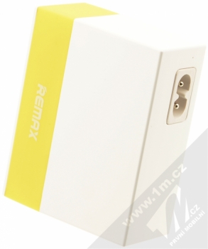 Remax Ming 5U nabíječka do sítě s 5x USB výstupem pro mobilní telefon, mobil, smartphone, tablet bílo žlutá (yellow) zezadu
