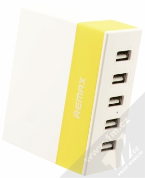 Remax Ming 5U nabíječka do sítě s 5x USB výstupem pro mobilní telefon, mobil, smartphone, tablet bílo žlutá (yellow)