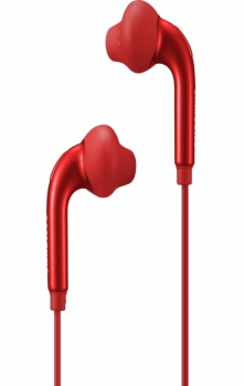 Samsung EO-EG920BR originální stereo headset s tlačítkem a konektorem Jack 3,5mm červená (red) detail sluchátek zboku