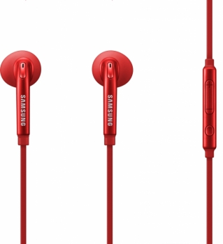 Samsung EO-EG920BR originální stereo headset s tlačítkem a konektorem Jack 3,5mm červená (red) detail