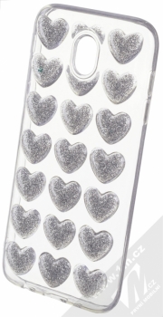 Sligo Heart 3D třpytivý ochranný kryt s 3D motivem pro Samsung Galaxy J5 (2017) stříbrná (silver)