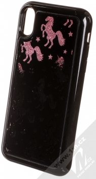 Sligo Liquid Glitter Black Jednorožec ochranný kryt s přesýpacím efektem třpytek pro Apple iPhone XR růžově zlatá (rose gold) animace 1