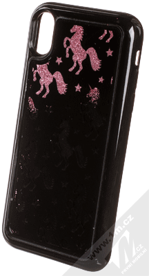 Sligo Liquid Glitter Black Jednorožec ochranný kryt s přesýpacím efektem třpytek pro Apple iPhone XR růžově zlatá (rose gold)