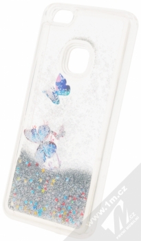 Sligo Liquid Glitter Butterfly ochranný kryt s přesýpacím efektem třpytek pro Huawei P10 Lite stříbrná (silver) animace 5