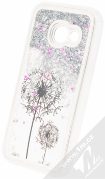 Sligo Liquid Glitter Flower ochranný kryt s přesýpacím efektem třpytek pro Samsung Galaxy A3 (2017) stříbrná (silver) animace 1