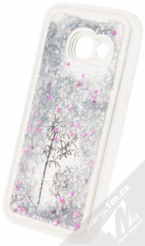 Sligo Liquid Glitter Flower ochranný kryt s přesýpacím efektem třpytek pro Samsung Galaxy A3 (2017) stříbrná (silver) animace 2