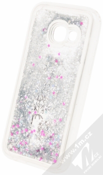 Sligo Liquid Glitter Flower ochranný kryt s přesýpacím efektem třpytek pro Samsung Galaxy A3 (2017) stříbrná (silver) animace 3