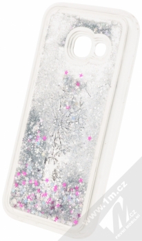 Sligo Liquid Glitter Flower ochranný kryt s přesýpacím efektem třpytek pro Samsung Galaxy A3 (2017) stříbrná (silver) animace 4