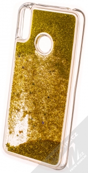 Sligo Liquid Glitter Full ochranný kryt s přesýpacím efektem třpytek pro Huawei Y7 (2019) zlatá (gold) zezadu