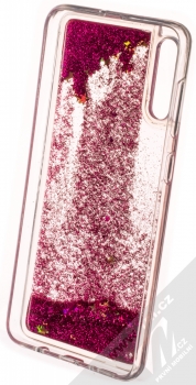 Sligo Liquid Glitter Full ochranný kryt s přesýpacím efektem třpytek pro Samsung Galaxy A50 sytě růžová (hot pink) zepředu
