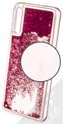 Sligo Liquid Glitter Full ochranný kryt s přesýpacím efektem třpytek pro Samsung Galaxy A50 sytě růžová (hot pink)