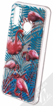 Sligo Liquid Mirror Flamingo zrcadlový ochranný kryt s přesýpacím efektem třpytek a s motivem pro Huawei P20 Lite červená (red) animace 3