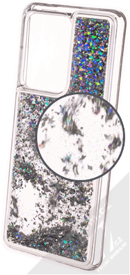 Sligo Liquid Sparkle Full ochranný kryt s přesýpacím efektem třpytek pro Samsung Galaxy S20 Ultra stříbrná (silver)
