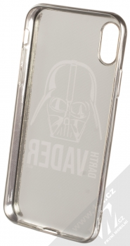 Star Wars Darth Vader 010 TPU pokovený ochranný silikonový kryt s motivem pro Apple iPhone X, iPhone XS černá stříbrná (black silver) zepředu