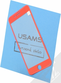 USAMS 3D Curved Tempered Glass barevné ochranné tvrzené sklo na displej pro Apple iPhone 7 Plus červená (red)