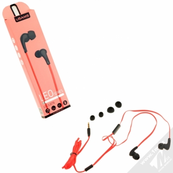 USAMS Leo sluchátka s mikrofonem a ovladačem červená (red) balení