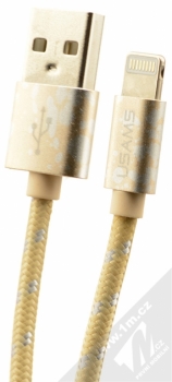USAMS U-Camo pletený USB kabel s Lightning konektorem pro Apple iPhone, iPad, iPod - délka 1 metr zlatá stříbrná (gold silver)