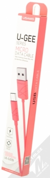 USAMS U-Gee USB kabel s microUSB konektorem pro mobilní telefon, mobil, smartphone, tablet růžová (pink) krabička