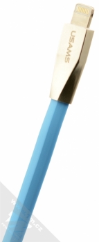 USAMS Zinc Alloy plochý USB kabel s Lightning konektorem pro Apple iPhone, iPad, iPod - délka 1,2 metru modrá (blue) Lightning konektor