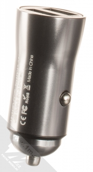 XO CC28 nabíječka do auta s 2x USB výstupy 3,5A stříbrná (silver) zezadu