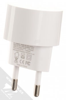 XO L62 nabíječka do sítě s 2x USB výstupy 2.4A bílá (white) zezadu