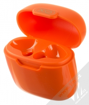 XO X23 TWS Bluetooth stereo sluchátka oranžová (orange) nabíjecí pouzdro otevřené