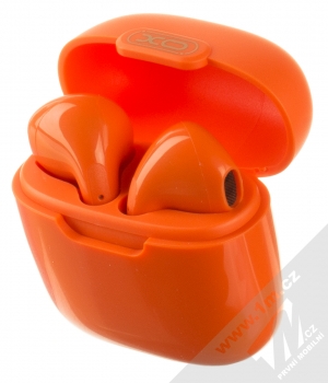 XO X23 TWS Bluetooth stereo sluchátka oranžová (orange) nabíjecí pouzdro se sluchátky