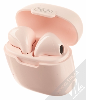 XO X23 TWS Bluetooth stereo sluchátka světle růžová (light pink) nabíjecí pouzdro se sluchátky