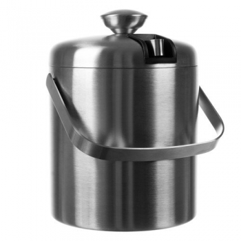 1Mcz SS008 Nerezový kbelík na led s lžičkou, kleštěmi a víkem stříbrná (silver)
