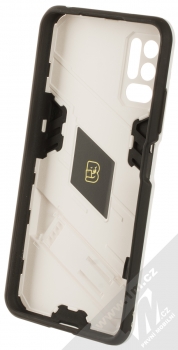 1Mcz Armor Ribbed odolný ochranný kryt se stojánkem pro Xiaomi Redmi Note 10 5G, Poco M3 Pro bílá (white) zepředu